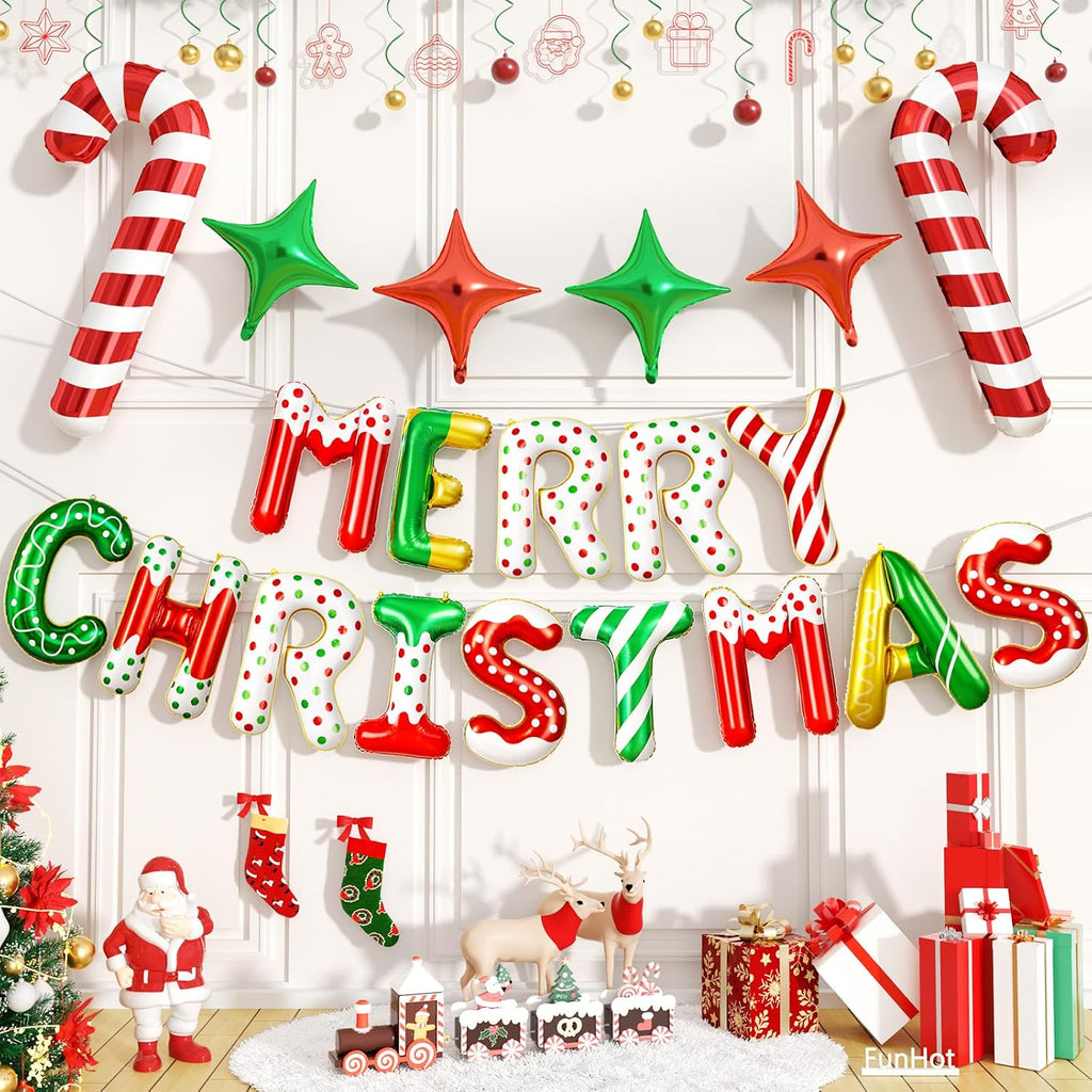 Donut Merry Christmas Balloon Banner, 16 Inch Letter for Holiday Xmas Party