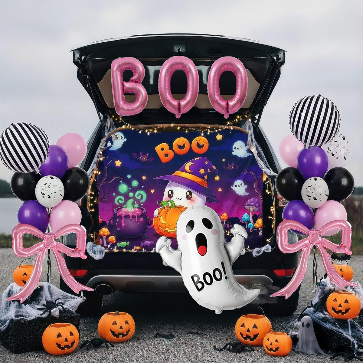 Halloween Trunk or Treat Car Decorations Kit with Ghost Balloons