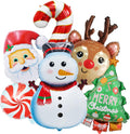Christmas Foil Balloons Snowman Reindeer Santa Candy Cane Christmas Tree Balloons for Xmas Themed Party Decoration Supplies Winter Birthday Decoration Decor Ballons Arch Kits Party Balloon Set 6Pcs