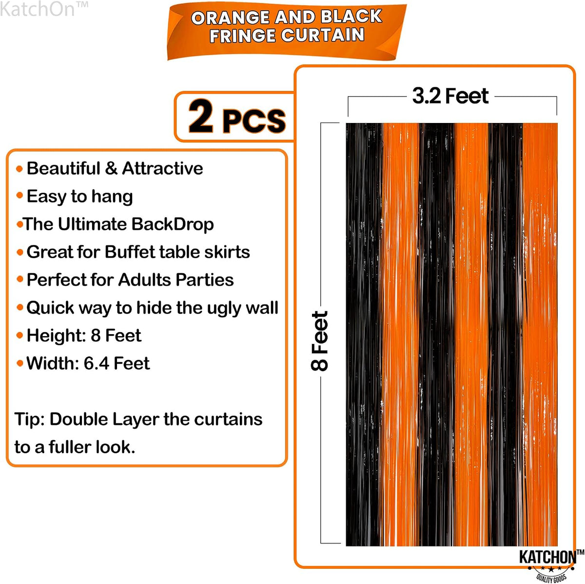 Black and Orange Fringe Backdrop-Pack of 2 Halloween Decorations