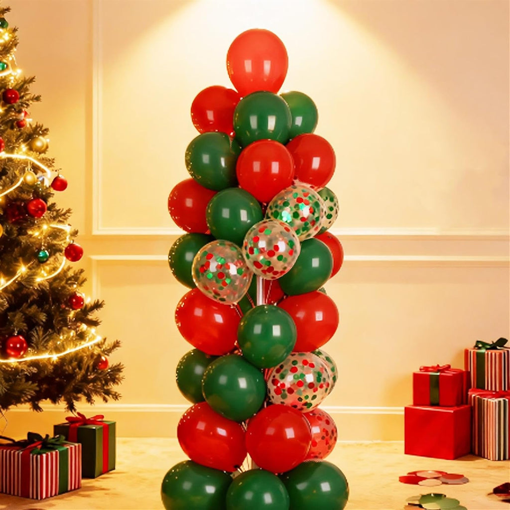 Red and Dark Green Balloons, 50Pcs 12In Christmas Party Balloons