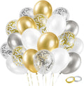 Gender Reveal 60 Pcs Balloons for Birthday Party，12 Inch Gold and Silver Latex Metallic Balloons 12 Inch Gold and Silver Confetti Balloons for Birthday Party Wedding Anniversary